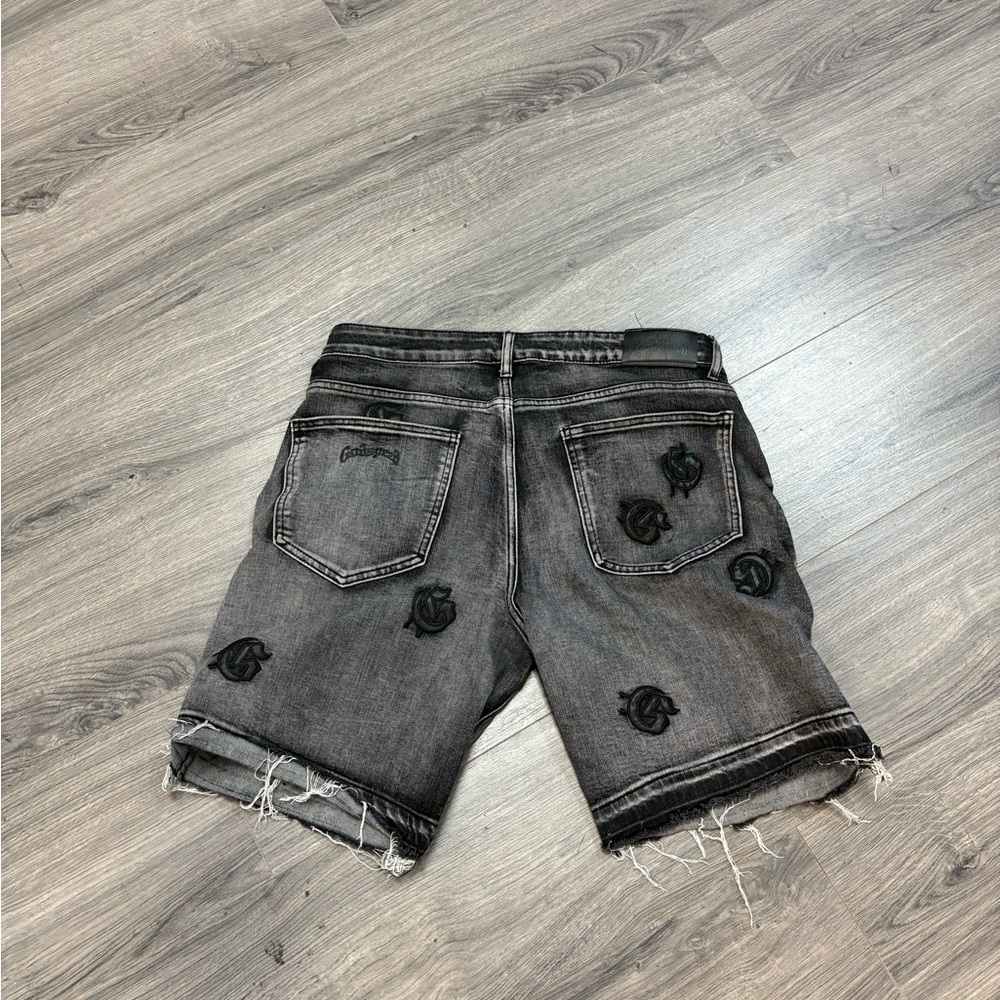 Godspeed Patch Distressed Black Denim Shorts - image 2